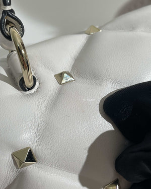 Valentino Garavani White VLTN Print Candystud Top Handle Bag
