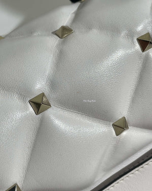 Valentino Garavani White VLTN Print Candystud Top Handle Bag