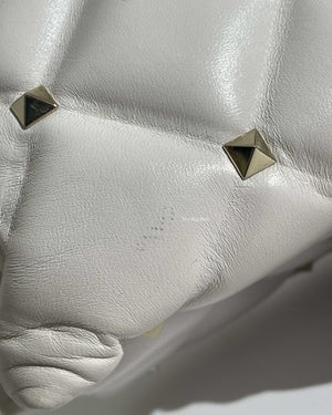 Valentino Garavani White VLTN Print Candystud Top Handle Bag