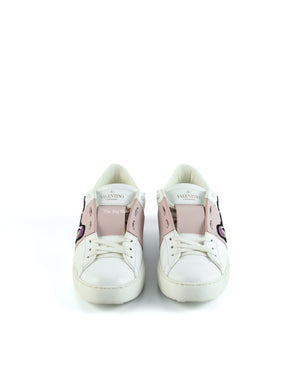 Valentino Garavani White/Pink Butterfly Embroidered Sneakers Size 36-3