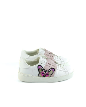 Valentino Garavani White/Pink Butterfly Embroidered Sneakers Size 36-5