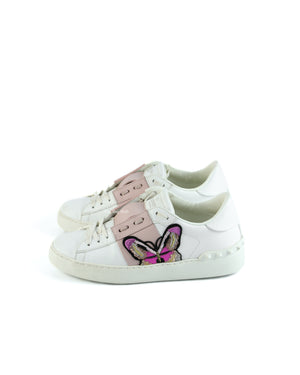 Valentino Garavani White/Pink Butterfly Embroidered Sneakers Size 36-6