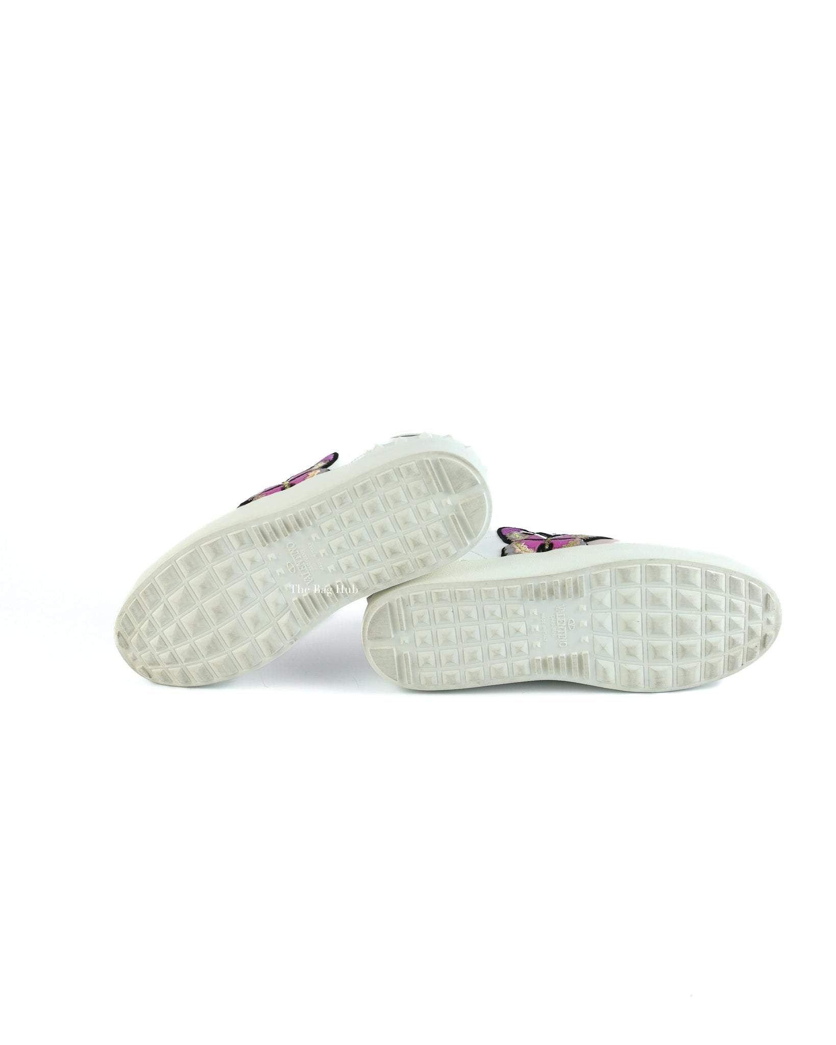 Valentino Garavani White/Pink Butterfly Embroidered Sneakers Size 36-8
