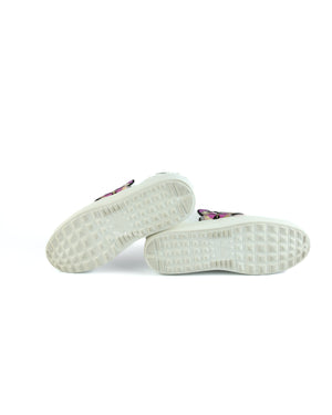 Valentino Garavani White/Pink Butterfly Embroidered Sneakers Size 36-8