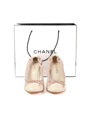 Chanel Beige/White Canvas Pumps Size 36.5 C