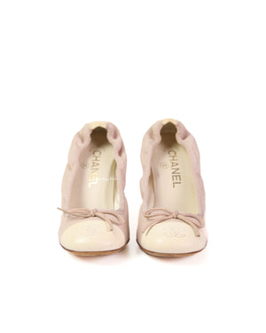 Chanel Beige/White Canvas Pumps Size 36.5 C