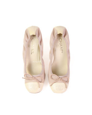 Chanel Beige/White Canvas Pumps Size 36.5 C
