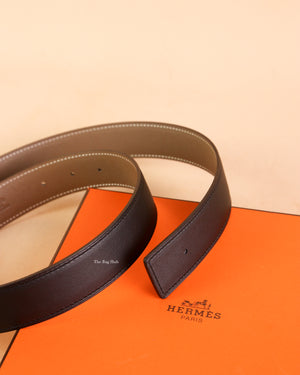 Hermes Black/Taupe Reversible Belt Strap Size 80
