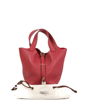 Hermes Rouge Grenat Clemence Picotin 18 PHW