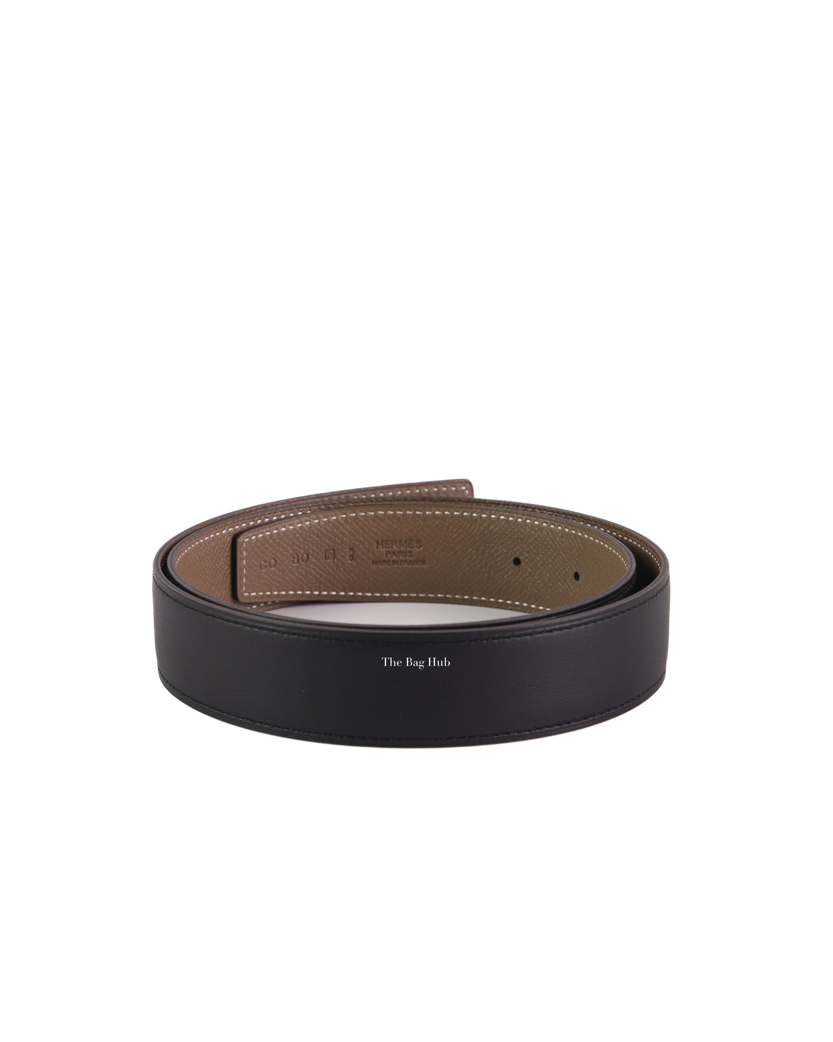 Hermes Black/Taupe Reversible Belt Strap Size 80