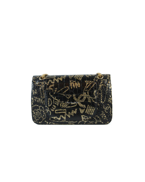 Chanel Black/Gold Graffiti Crocodile Embossed Reissue 2.55 226 Flap Bag-3