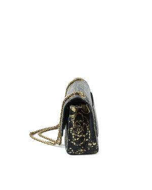 Chanel Black/Gold Graffiti Crocodile Embossed Reissue 2.55 226 Flap Bag-5