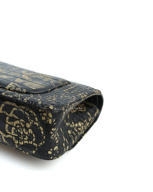 Chanel Black/Gold Graffiti Crocodile Embossed Reissue 2.55 226 Flap Bag-10