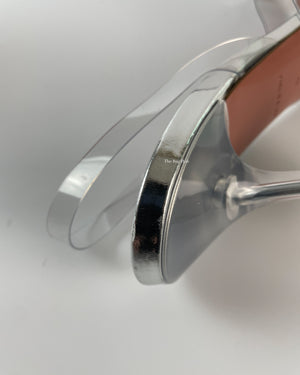 Amina Muaddi Belgium PVC Clear Transparent Buckle Crystal Embellished Pumps Glass 95MM Heel Size 39-13