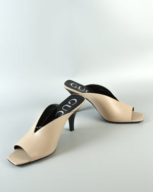Gucci Nude Mid-Heel Open Toe Pump Sandals Size 36.5-1