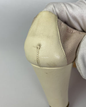 Chanel Beige/White Canvas Pumps Size 36.5 C