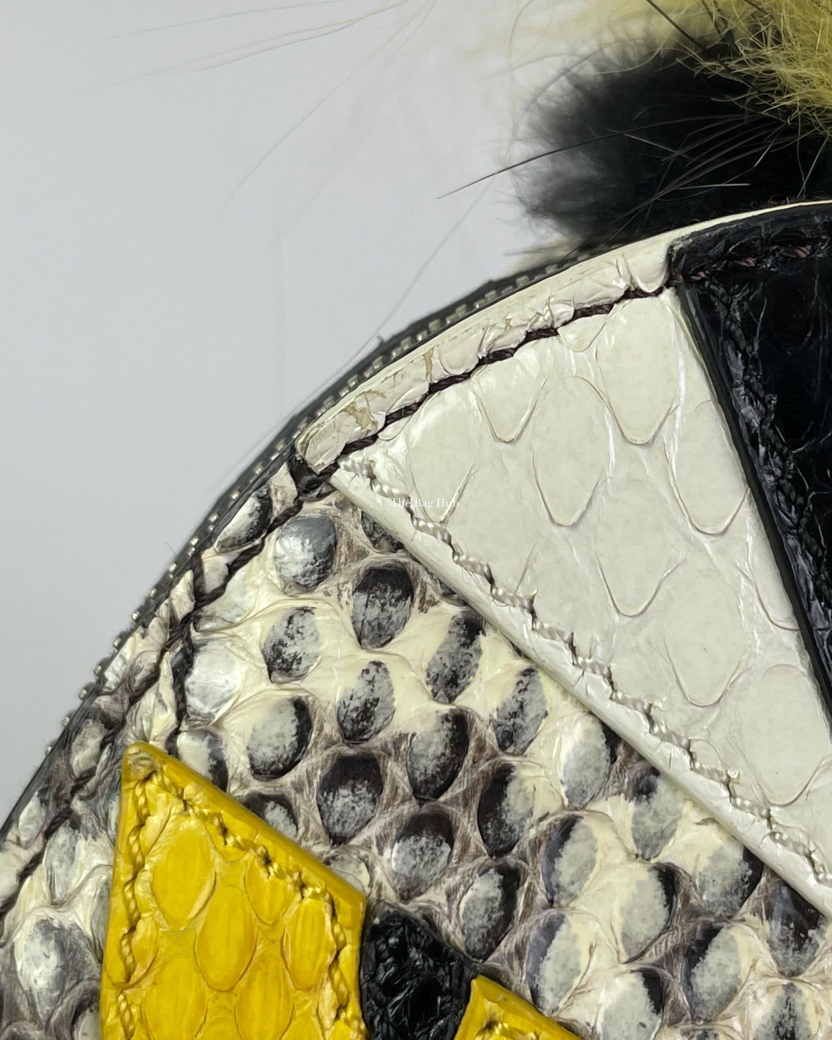 Fendi Multicolored Python and Fur Mini Monster Backpack Charm-13