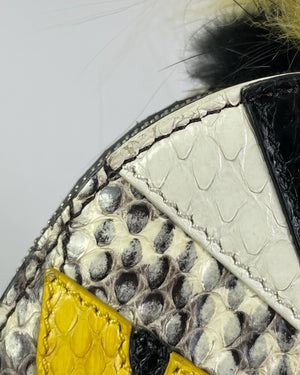 Fendi Multicolored Python and Fur Mini Monster Backpack Charm-13