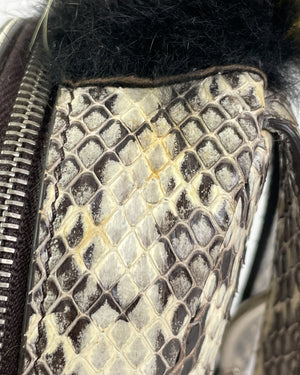 Fendi Multicolored Python and Fur Mini Monster Backpack Charm-14