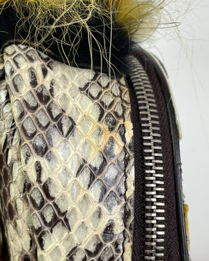 Fendi Multicolored Python and Fur Mini Monster Backpack Charm-15
