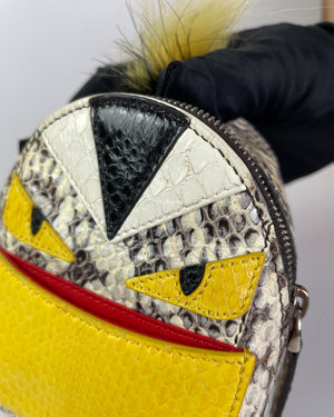 Fendi Multicolored Python and Fur Mini Monster Backpack Charm-16