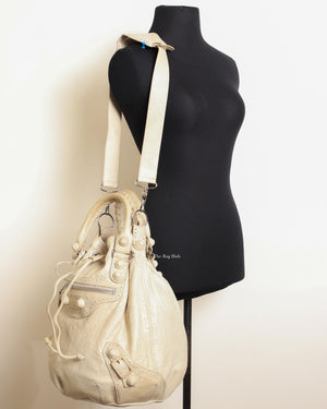 Balenciaga Beige Pompon G21 Hobo Bag