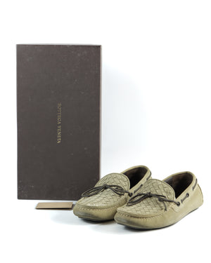 Bottega Venetta Mocca Intrecciato Suede Bow Slip On Loafers Size 39-10