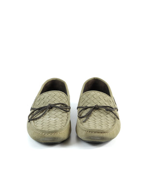 Bottega Venetta Mocca Intrecciato Suede Bow Slip On Loafers Size 39-4