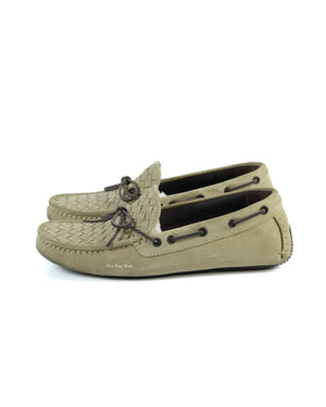 Bottega Venetta Mocca Intrecciato Suede Bow Slip On Loafers Size 39-7