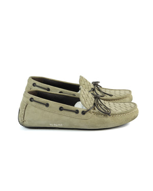 Bottega Venetta Mocca Intrecciato Suede Bow Slip On Loafers Size 39-6