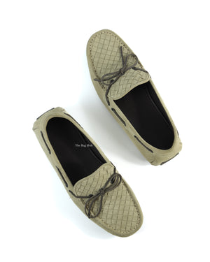 Bottega Venetta Mocca Intrecciato Suede Bow Slip On Loafers Size 39-1
