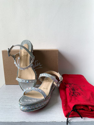 Christian Louboutin Silver Pyraclou Wedge Size 36-9