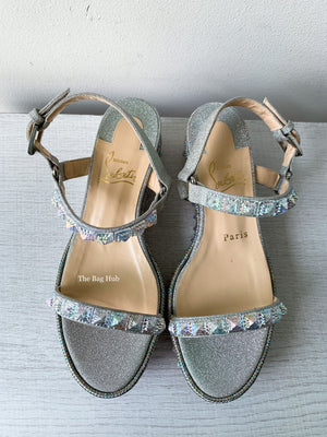 Christian Louboutin Silver Pyraclou Wedge Size 36-3