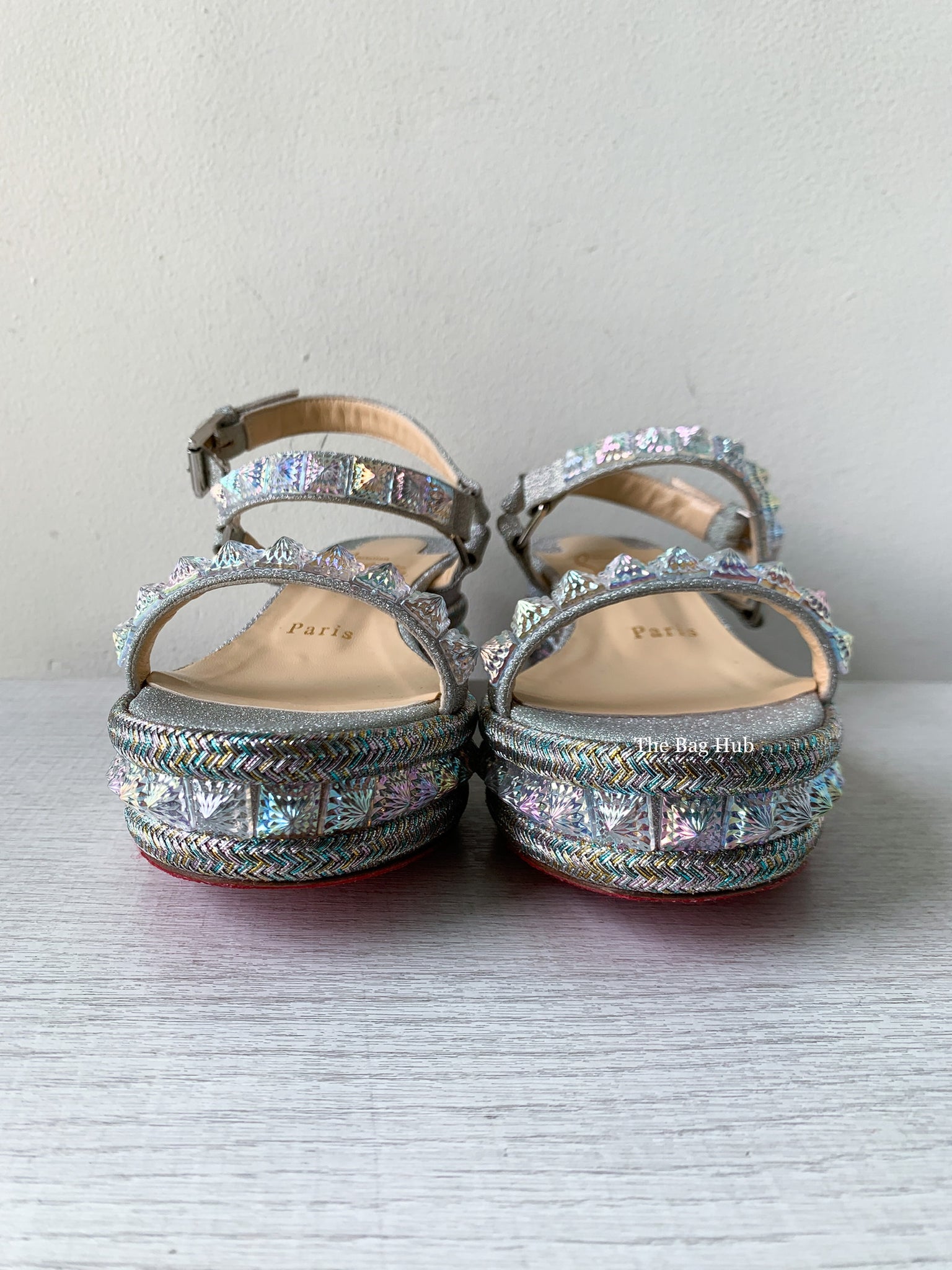 Christian Louboutin Silver Pyraclou Wedge Size 36-4