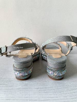 Christian Louboutin Silver Pyraclou Wedge Size 36-7
