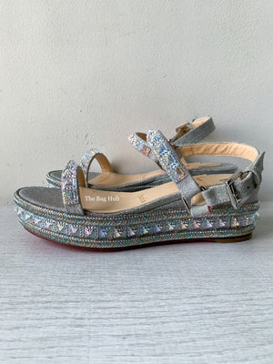 Christian Louboutin Silver Pyraclou Wedge Size 36-6