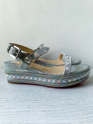 Christian Louboutin Silver Pyraclou Wedge Size 36-5