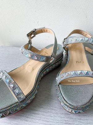 Christian Louboutin Silver Pyraclou Wedge Size 36-2