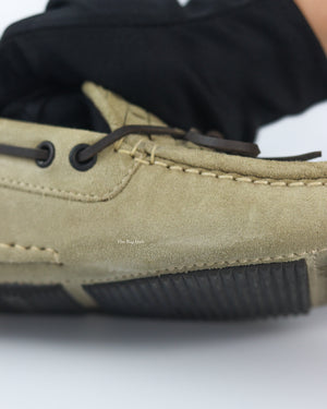 Bottega Venetta Mocca Intrecciato Suede Bow Slip On Loafers Size 39-14