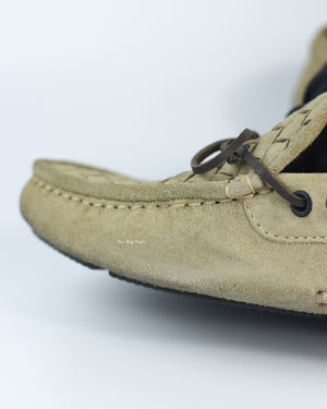 Bottega Venetta Mocca Intrecciato Suede Bow Slip On Loafers Size 39-15