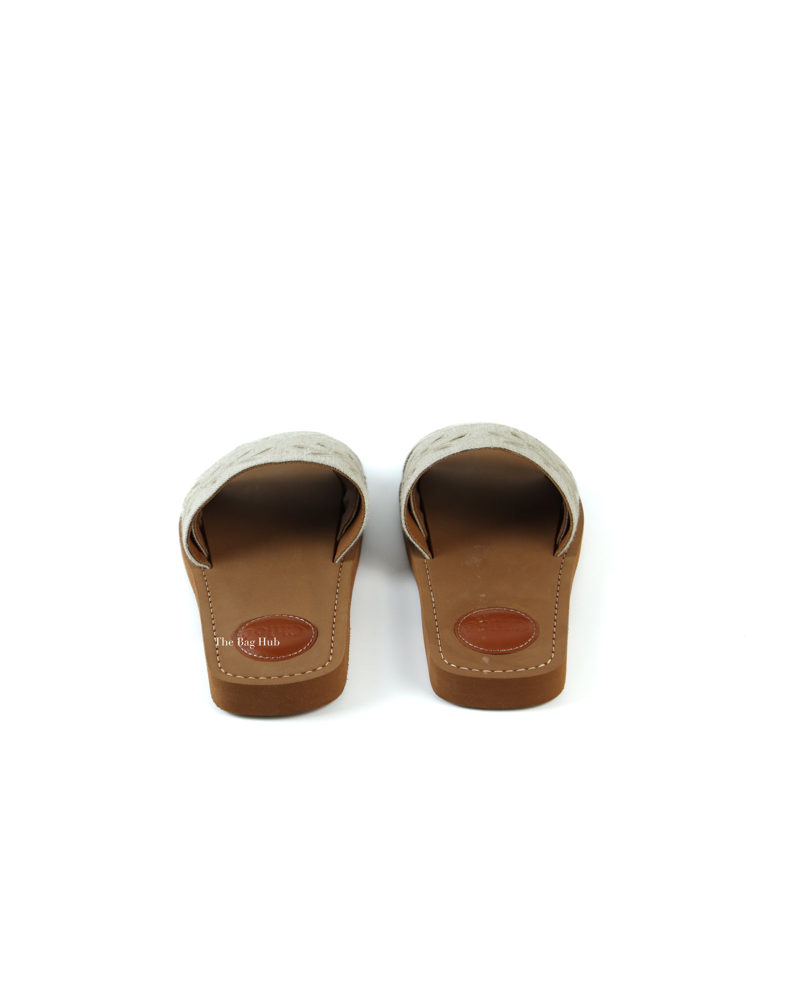 Chloe Deep Ivory Woody Linen Slides 38-7