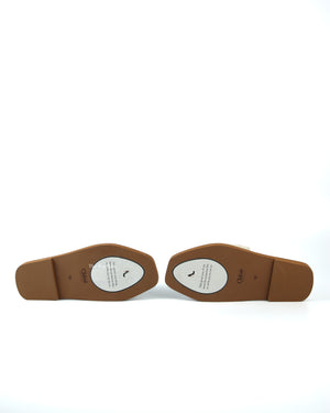 Chloe Deep Ivory Woody Linen Slides 38-8
