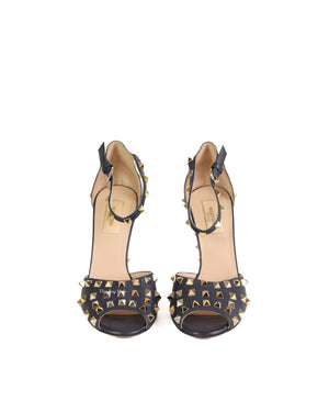 Valentino Marine Rockstud Peep Toe Block Heel Size 39