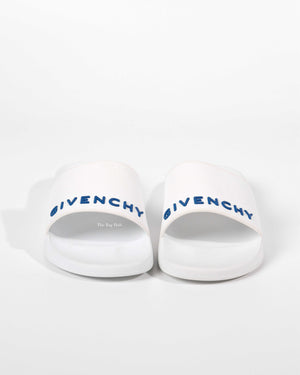 Givenchy White/Blue Rubber Pool Slides
