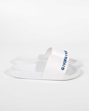 Givenchy White/Blue Rubber Pool Slides