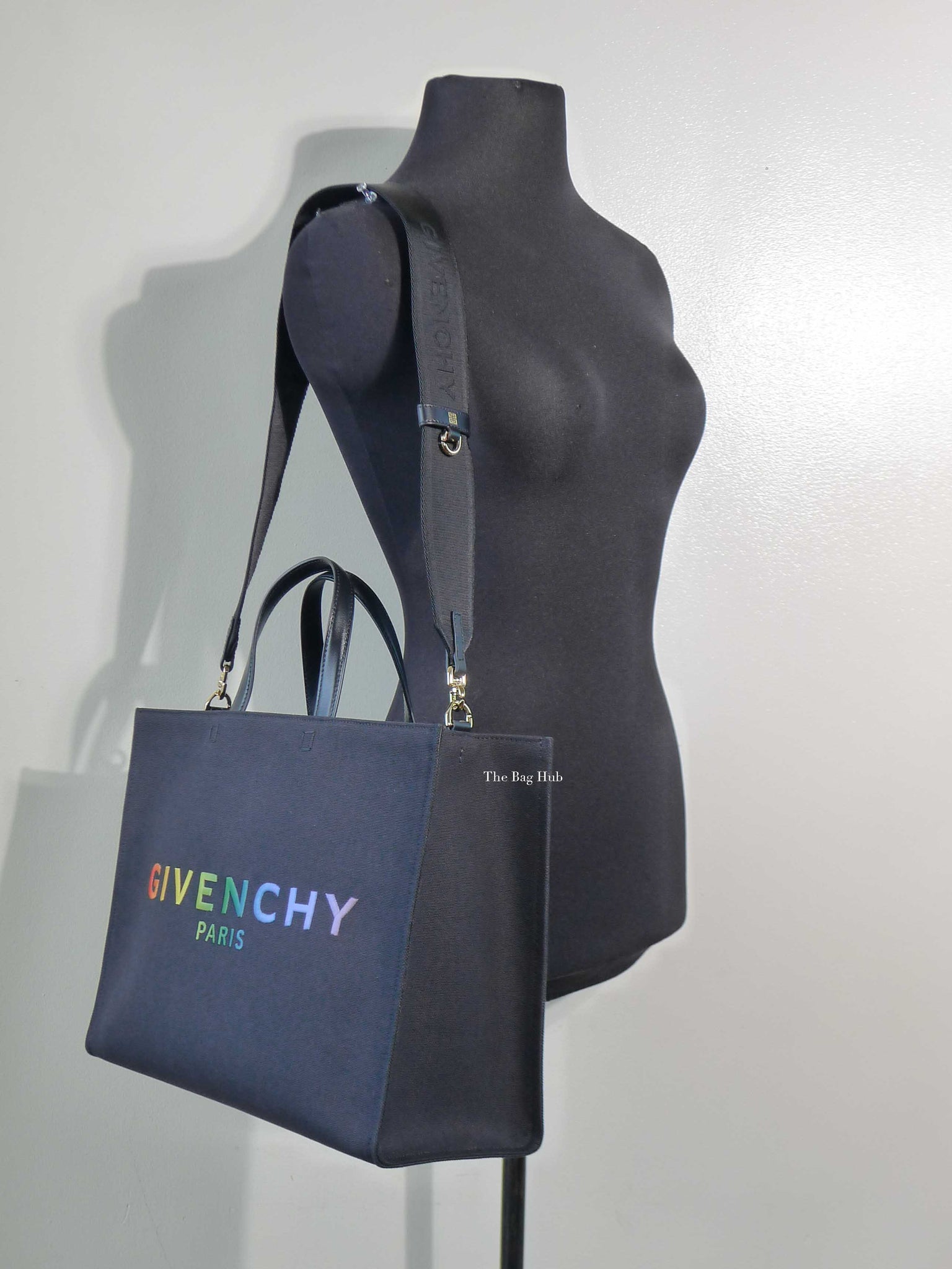 Givenchy Black Canvas Rainbow Medium G Tote Shopping Bag