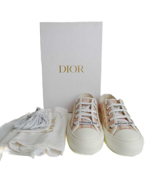 Dior 21U Powder Nude Oblique Embroidered Walk N' Dior Sneakers Size 36.5