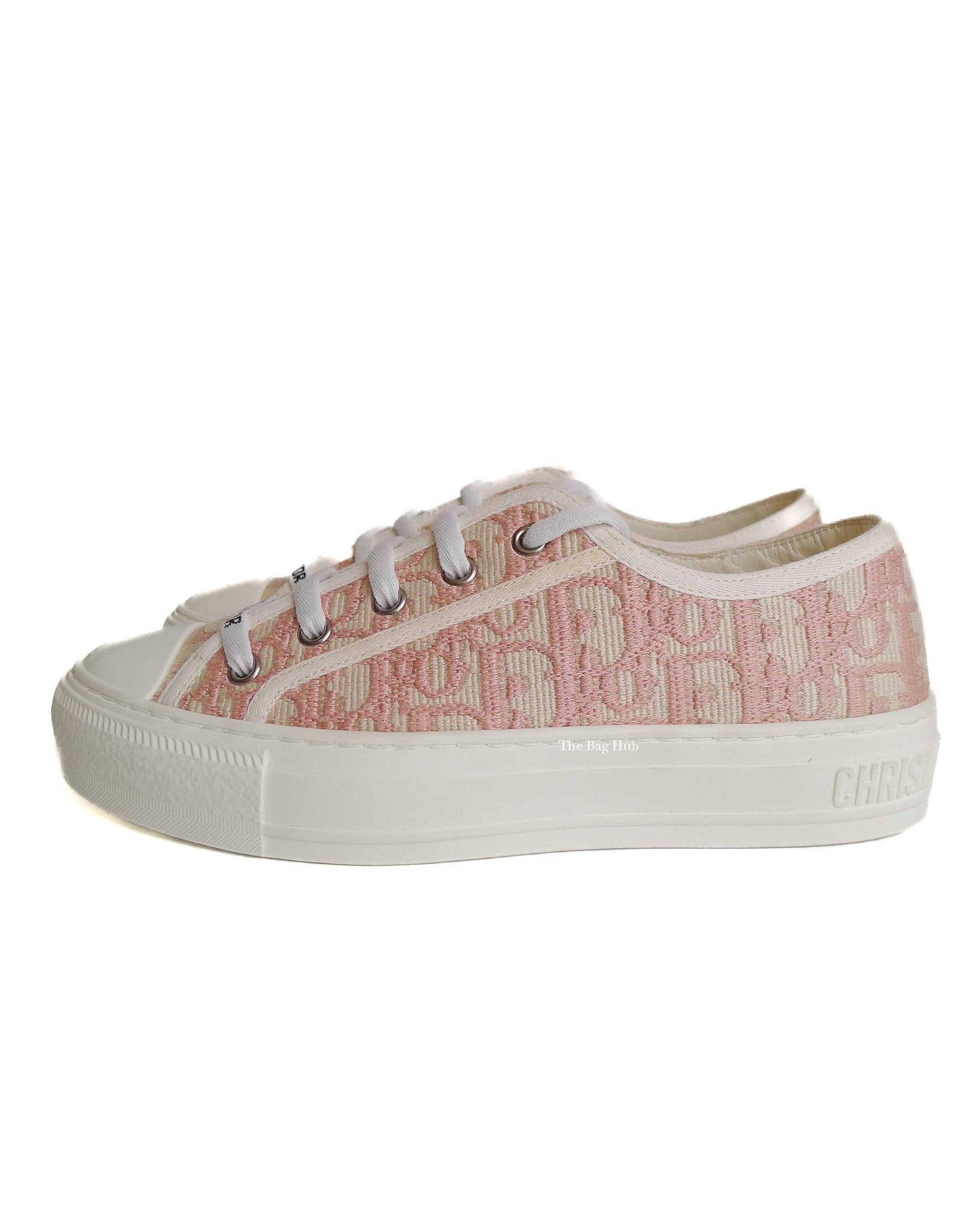 Dior 21U Powder Nude Oblique Embroidered Walk N' Dior Sneakers Size 36.5