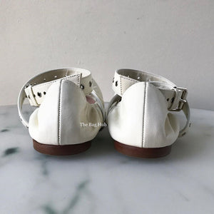 Valentino Garavani Light Ivory Love Latch Grommeted Ankle Wrap Ballet Flats-Image-4