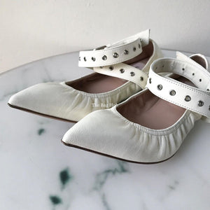 Valentino Garavani Light Ivory Love Latch Grommeted Ankle Wrap Ballet Flats-Image-6